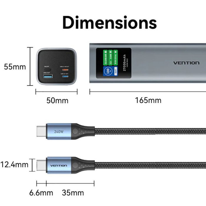 Vention Powerbank 27000mAh FKEH0 140W Gris